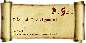 Máté Zsigmond névjegykártya